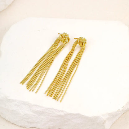 1 Pair Elegant Exaggerated Shiny Tassel Plating Alloy Silver Plated Drop Earrings