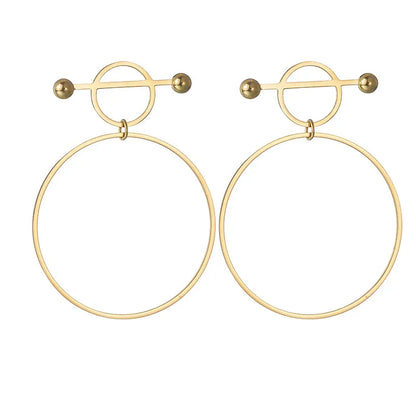 1 Pair Elegant Exaggerated Simple Style Round Polishing Plating Metal 304 Stainless Steel 18K Gold Plated Drop Earrings