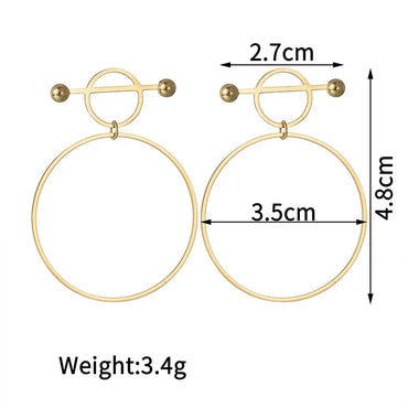 1 Pair Elegant Exaggerated Simple Style Round Polishing Plating Metal 304 Stainless Steel 18K Gold Plated Drop Earrings