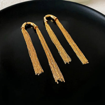 1 Pair Elegant Exaggerated Solid Color Plating Copper Gold Plated Drop Earrings