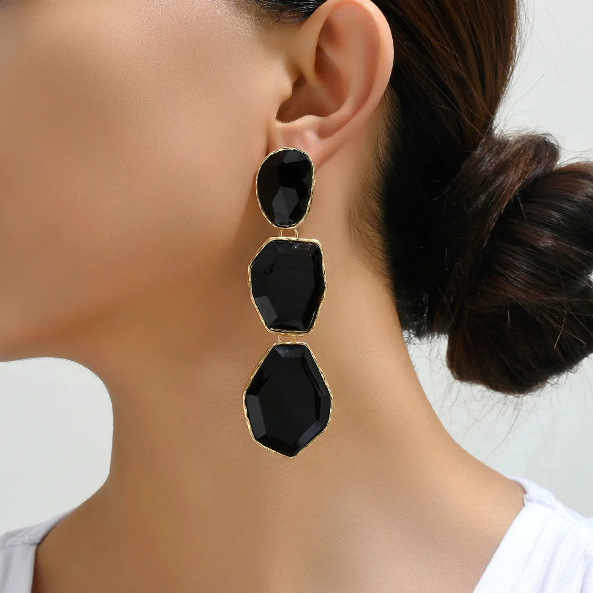 1 Pair Elegant Exaggerated Square Inlay Zinc Alloy Resin Dangling Earrings