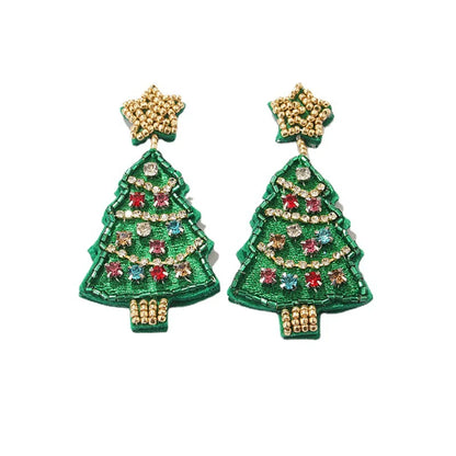 1 Pair Elegant Exaggerated Streetwear Christmas Tree Snowflake Glass Drop Earrings