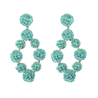 1 Pair Elegant Flower Argyle Alloy Drop Earrings