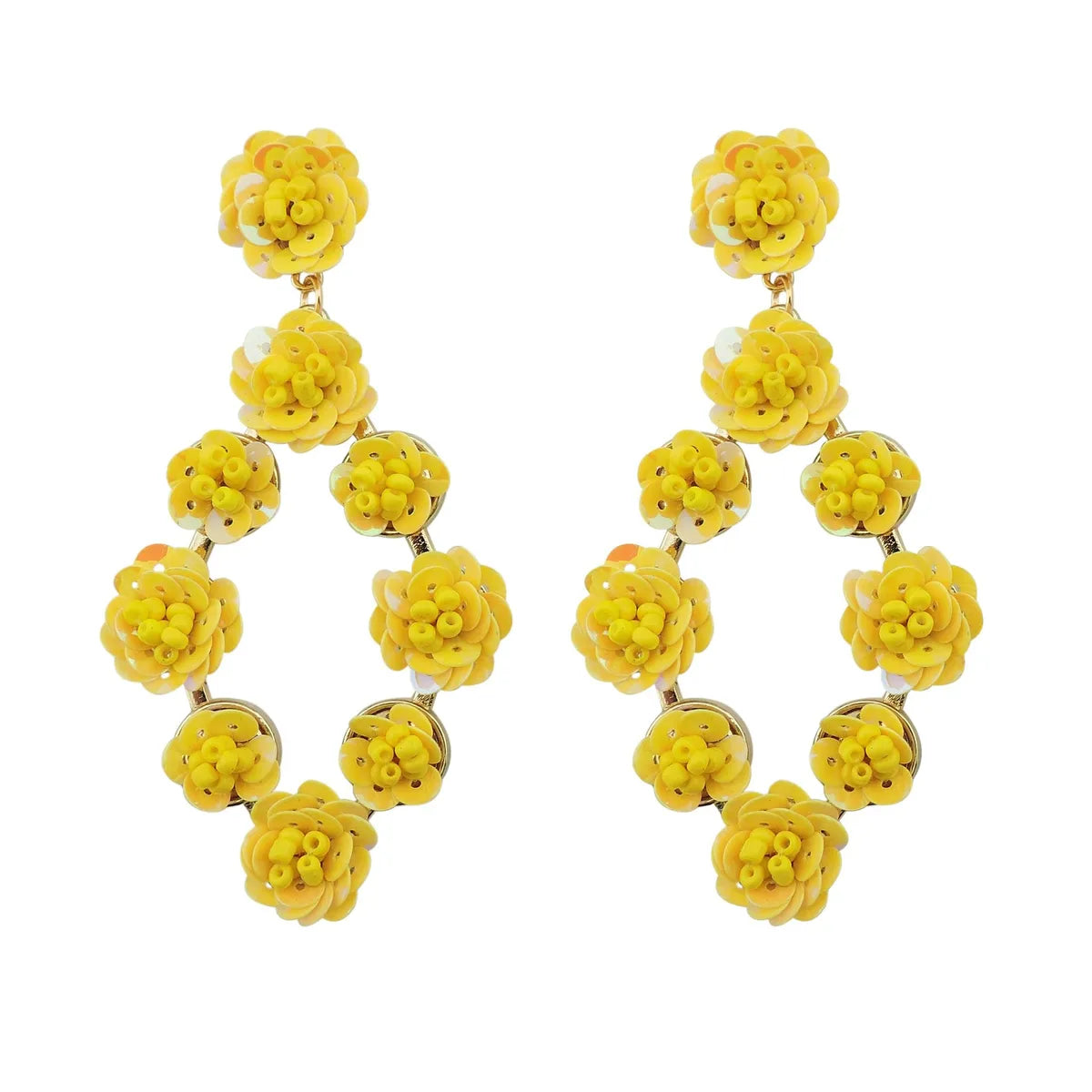 1 Pair Elegant Flower Argyle Alloy Drop Earrings