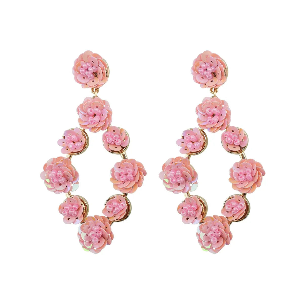 1 Pair Elegant Flower Argyle Alloy Drop Earrings