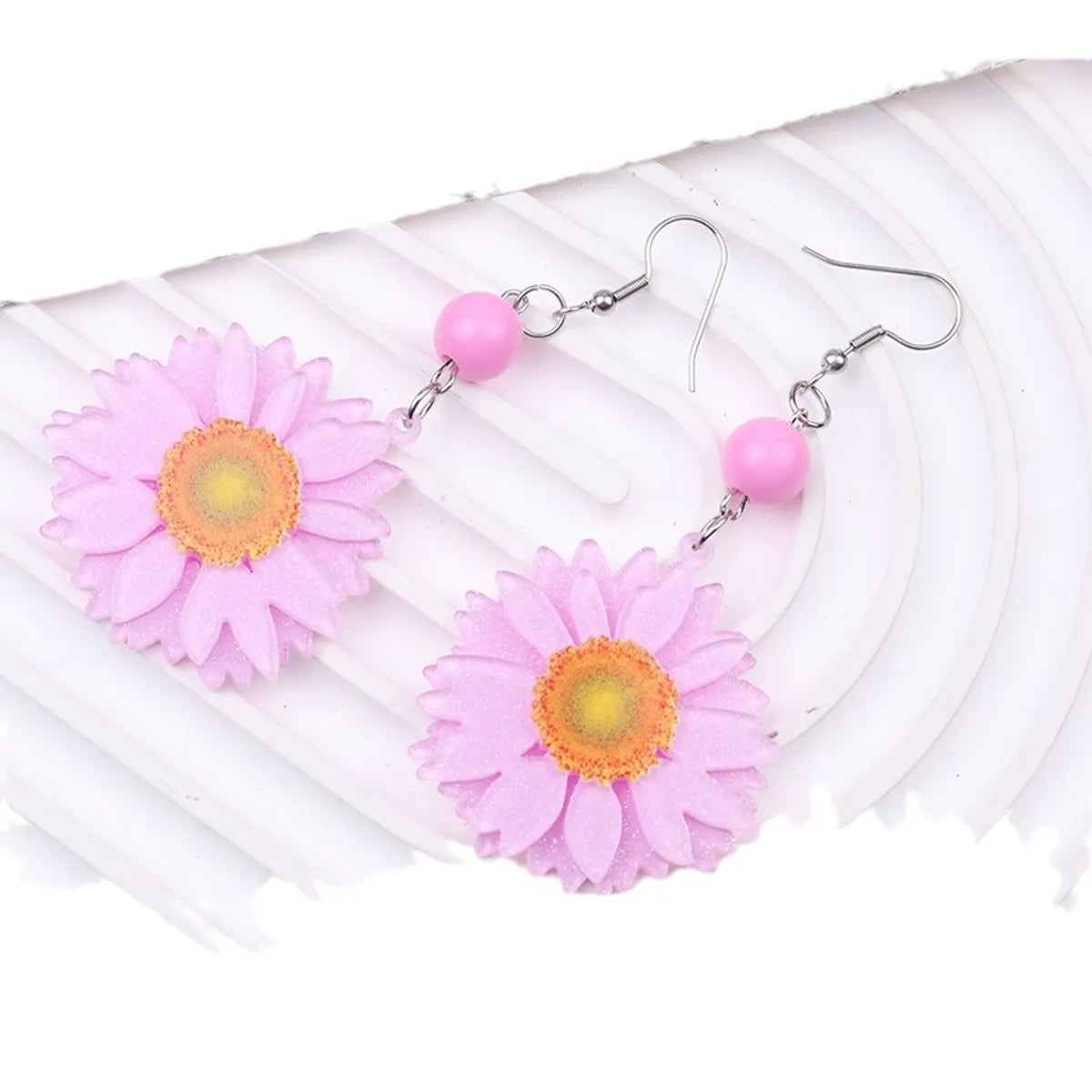 1 Pair Elegant Flower Arylic Drop Earrings