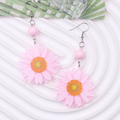 1 Pair Elegant Flower Arylic Drop Earrings