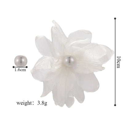 1 Pair Elegant Flower Copper Chiffon Ear Studs