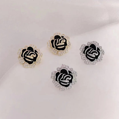 1 Pair Elegant Flower Enamel Plating Alloy Gold Plated Silver Plated Ear Studs