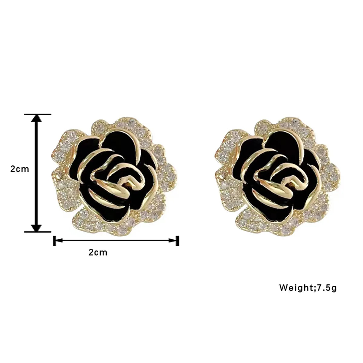 1 Pair Elegant Flower Enamel Plating Alloy Gold Plated Silver Plated Ear Studs