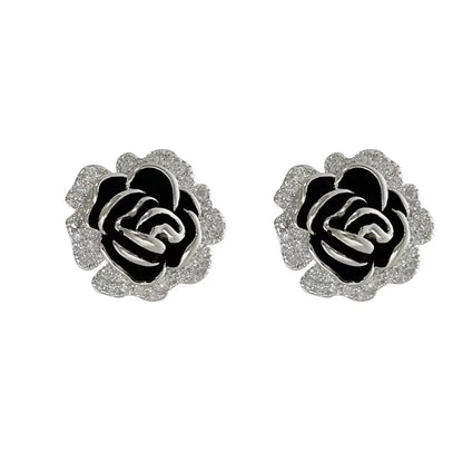 1 Pair Elegant Flower Enamel Plating Alloy Gold Plated Silver Plated Ear Studs