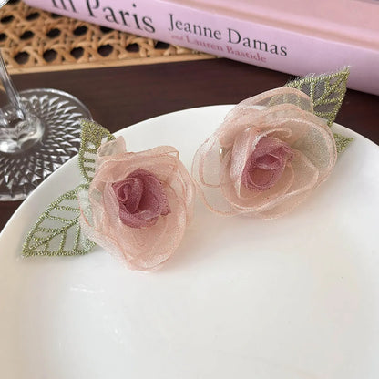 1 Pair Elegant Flower Gauze Ear Studs