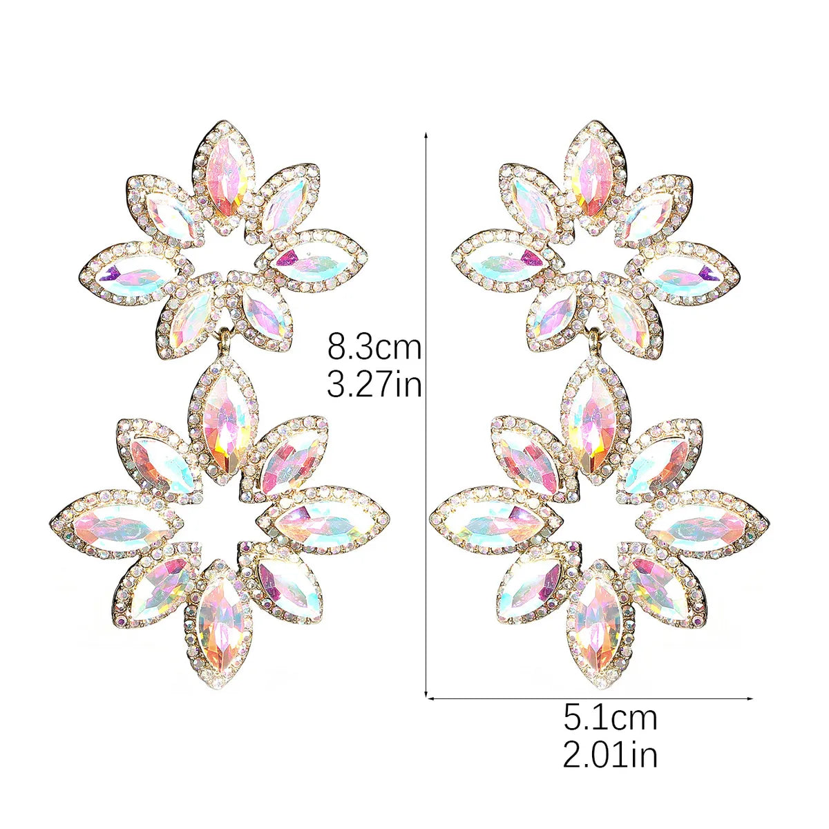 1 Pair Elegant Flower Inlay Alloy Rhinestones Zircon Drop Earrings