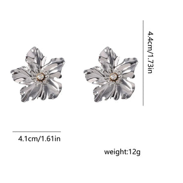 1 Pair Elegant Flower Inlay Metal Rhinestones Ear Studs