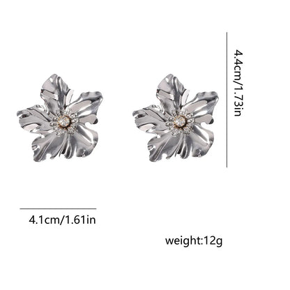 1 Pair Elegant Flower Inlay Metal Rhinestones Ear Studs