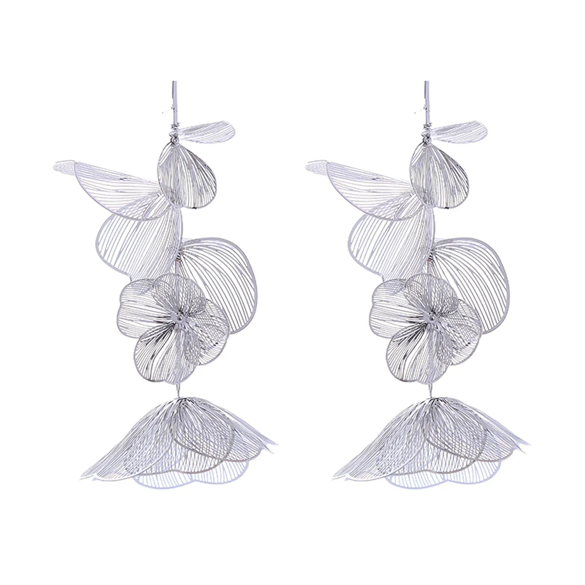 1 Pair Elegant Flower Petal Plating Alloy Gold Plated Silver Plated Drop Earrings