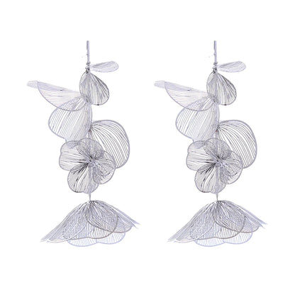 1 Pair Elegant Flower Petal Plating Alloy Gold Plated Silver Plated Drop Earrings