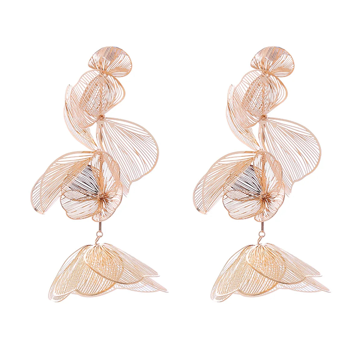 1 Pair Elegant Flower Petal Plating Alloy Gold Plated Silver Plated Drop Earrings