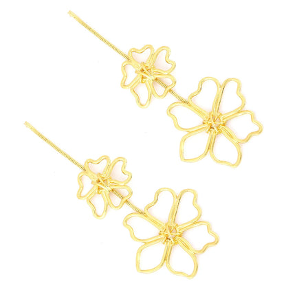 1 Pair Elegant Flower Plating Alloy Drop Earrings