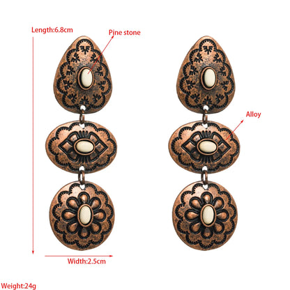 1 Pair Elegant Flower Plating Carving Alloy Drop Earrings