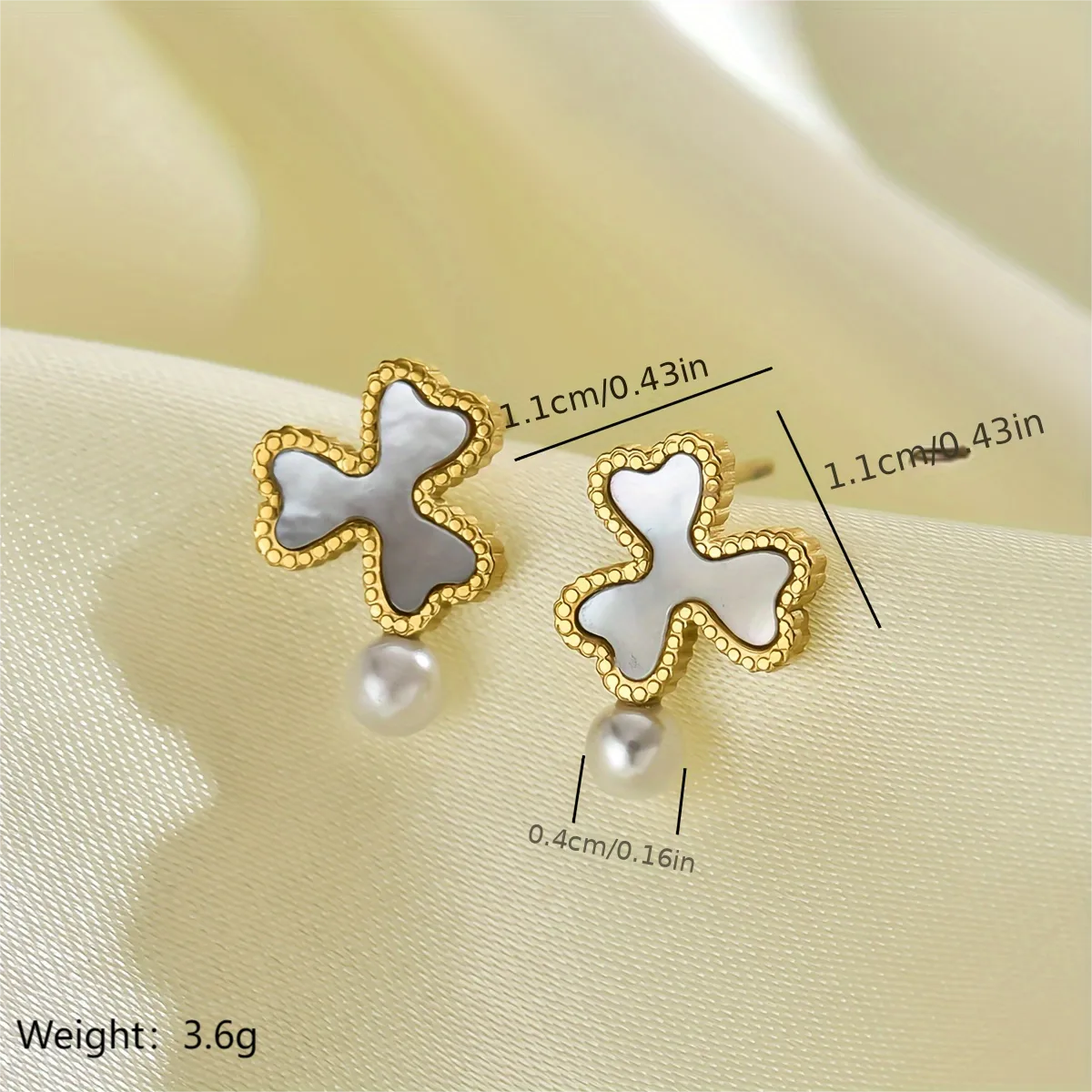 1 Pair Elegant Flower Plating Inlay 304 Stainless Steel Pearl 14K Gold Plated Drop Earrings