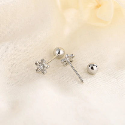 1 Pair Elegant Flower Plating Inlay Copper Zircon Ear Studs