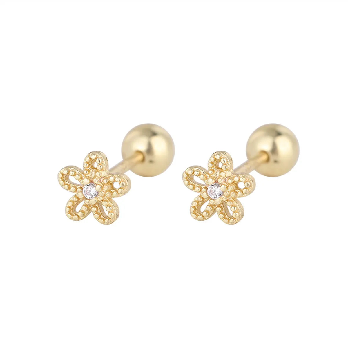 1 Pair Elegant Flower Plating Inlay Copper Zircon Ear Studs