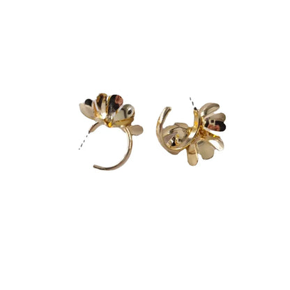 1 Pair Elegant Flower Plating Metal Ear Studs