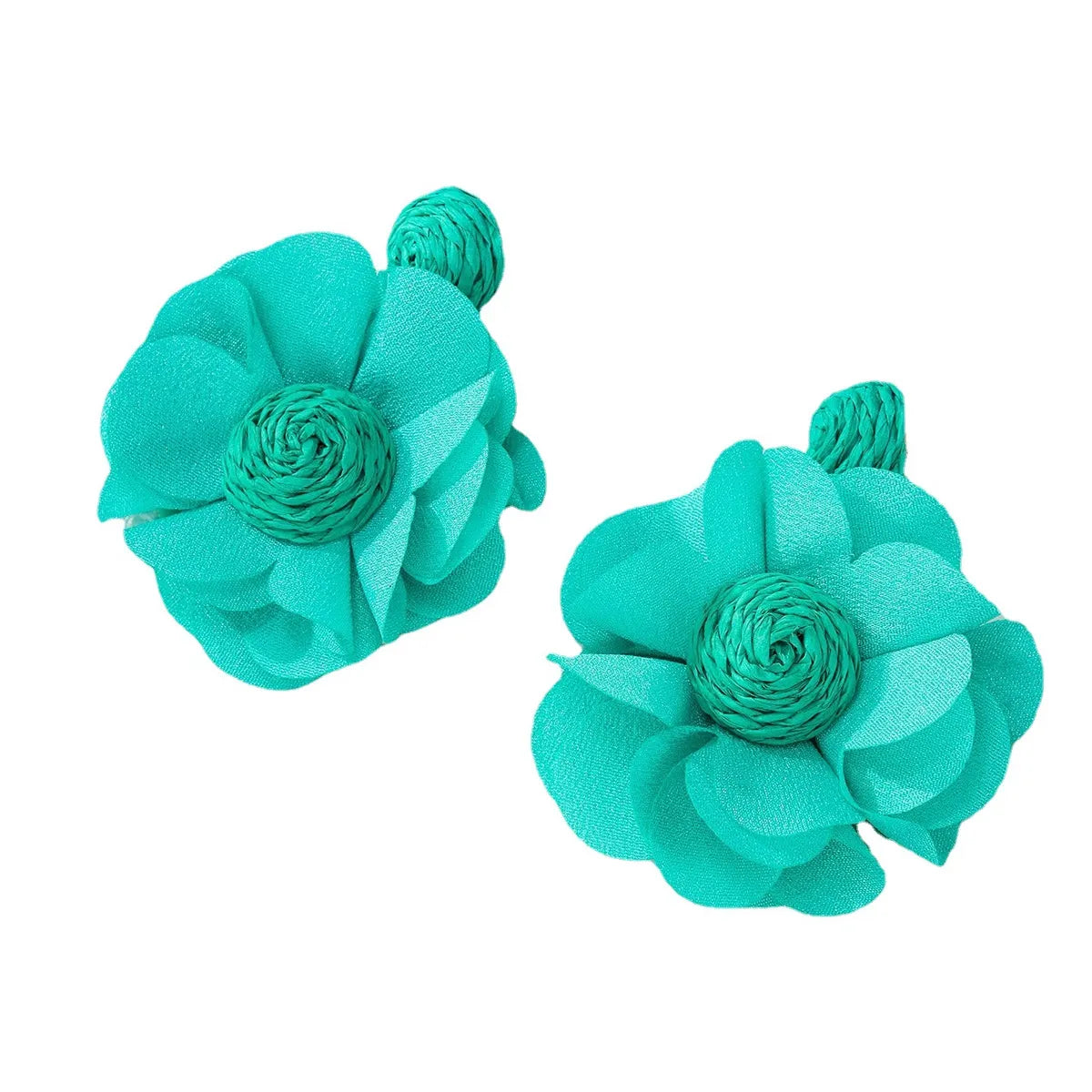 1 Pair Elegant Flower Raffia Iron Drop Earrings