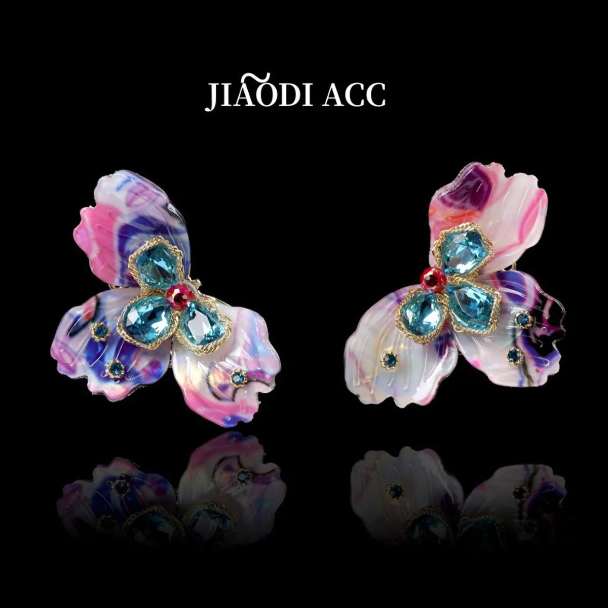 1 Pair Elegant Flower Resin Ear Studs