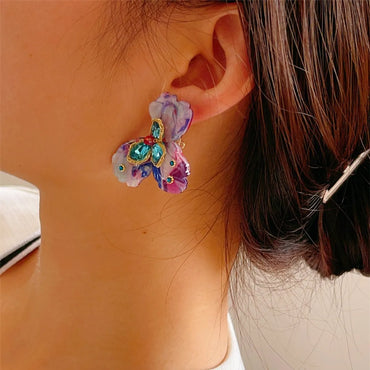 1 Pair Elegant Flower Resin Ear Studs