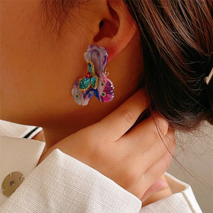 1 Pair Elegant Flower Resin Ear Studs