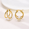 1 Pair Elegant French Style Circle Plating Inlay Stainless Steel Pearl 18k Gold Plated Earrings