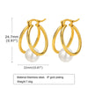 1 Pair Elegant French Style Circle Plating Inlay Stainless Steel Pearl 18k Gold Plated Earrings