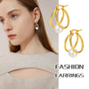 1 Pair Elegant French Style Circle Plating Inlay Stainless Steel Pearl 18k Gold Plated Earrings
