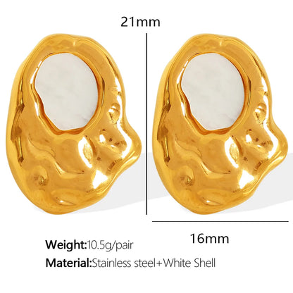 1 Pair Elegant French Style Classic Style Irregular Asymmetrical Polishing Plating 304 Stainless Steel 18K Gold Plated Ear Studs