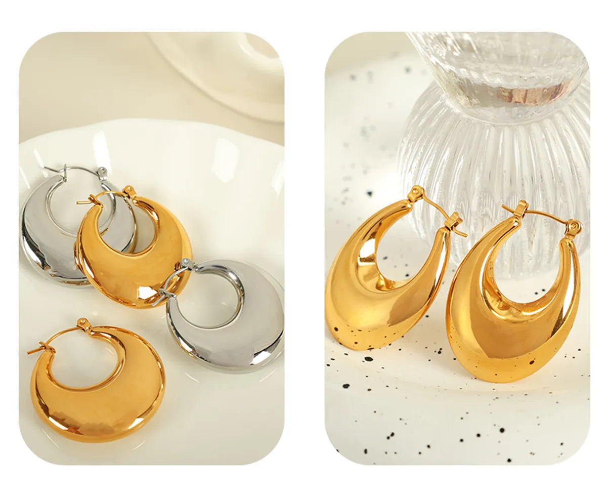 1 Pair Elegant French Style Commute U Shape Semicircle Polishing Plating 304 Stainless Steel 18K Gold Plated Earrings