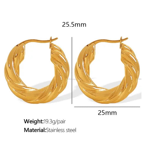 1 Pair Elegant French Style IG Style Wreath Twist Polishing Plating 304 Stainless Steel 18K Gold Plated Earrings