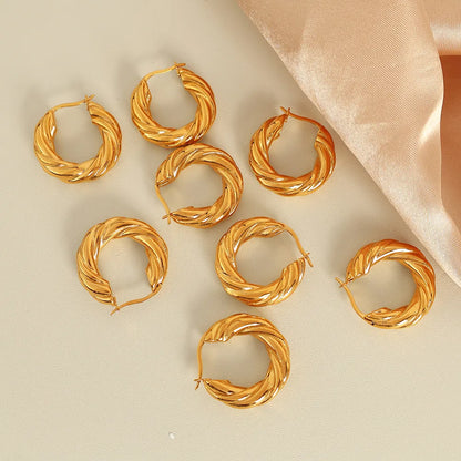 1 Pair Elegant French Style IG Style Wreath Twist Polishing Plating 304 Stainless Steel 18K Gold Plated Earrings