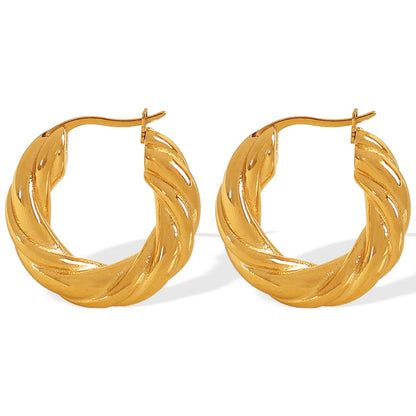 1 Pair Elegant French Style IG Style Wreath Twist Polishing Plating 304 Stainless Steel 18K Gold Plated Earrings