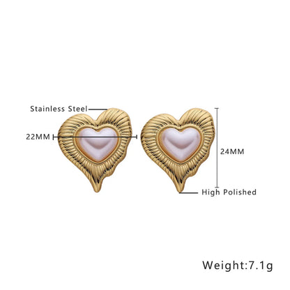 1 Pair Elegant French Style Streetwear Heart Shape Inlay 304 Stainless Steel Artificial Pearls Ear Studs