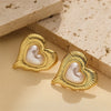 1 Pair Elegant French Style Streetwear Heart Shape Inlay 304 Stainless Steel Artificial Pearls Ear Studs