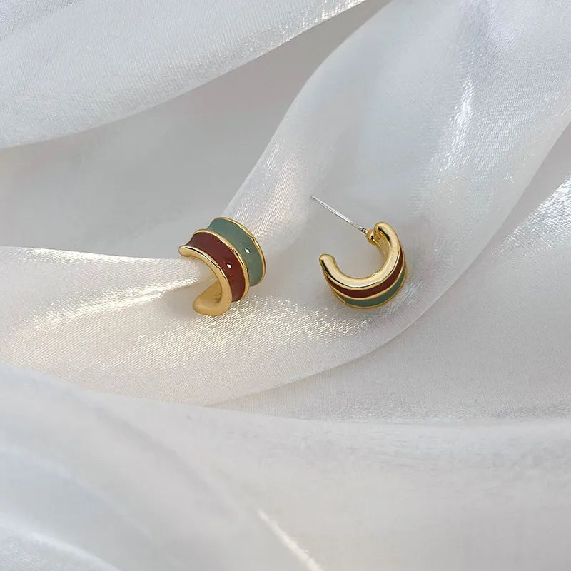 1 Pair Elegant Geometric Alloy Ear Studs