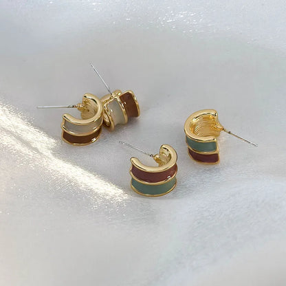 1 Pair Elegant Geometric Alloy Ear Studs