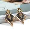 1 Pair Elegant Geometric Argyle Inlay Alloy Glass Ear Studs