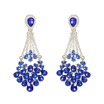 1 Pair Elegant Geometric Color Block Plating Inlay Alloy Rhinestones Zircon Drop Earrings