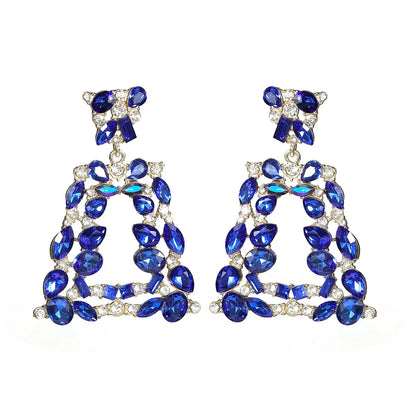 1 Pair Elegant Geometric Color Block Plating Inlay Alloy Rhinestones Zircon Drop Earrings