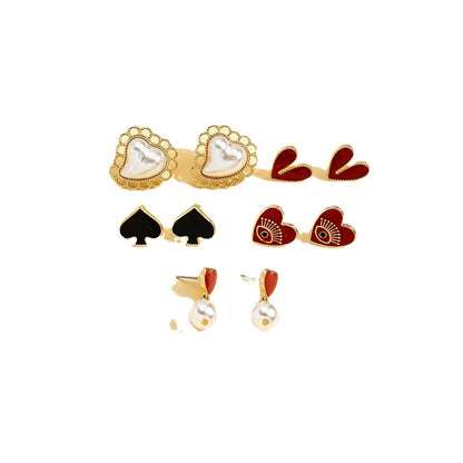 1 Pair Elegant Geometric Heart Shape Plating Alloy Ear Studs