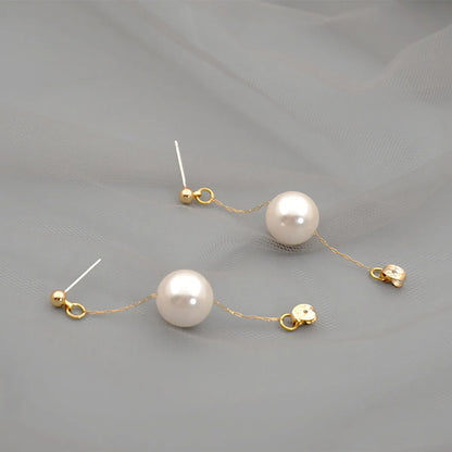 1 Pair Elegant Geometric Imitation Pearl Drop Earrings