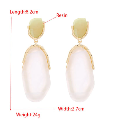 1 Pair Elegant Geometric Inlay Acetic Acid Sheets Resin Drop Earrings